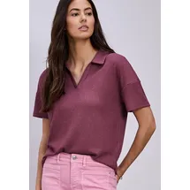 STREET ONE Kurzarm Poloshirt in Unifarbe in Rosa | Gr.: 42
