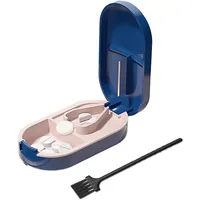 1 Pillenteiler, 1 Reinigungsbürste, Tragbare Kleine Pillendose, Tablettenteiler, Mini-Multifunktions-Pillenschneider, Pillenaufbewahrung, Für Büro, Reisen, Den täglichen Gebrauch usw. (blau)