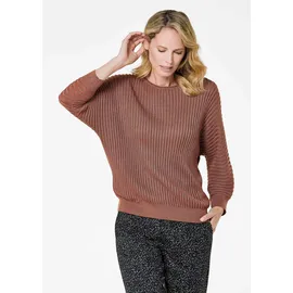 GOLDNER Rippenpullover mit Fledermausärmeln Cognac L