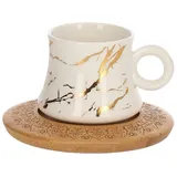 COFI 1453 6er Set Espressotassen mit Untertasse und Tablett Ständer Mokkaservice Motiv 1