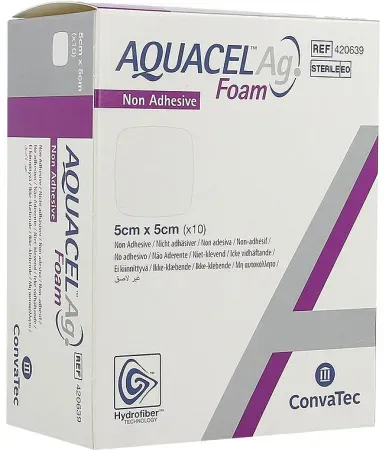 Aquacel Ag Foam Nicht-Klebender Verband 5x5cm 10 Stück