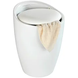 Wenko Wäschekorb mit Sitz Candy, weiß, 2in1, WENKO