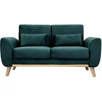 miliboo - Skandinavisches 2-sitzer-sofa in petrol Samt Ektor