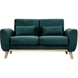 miliboo - Skandinavisches 2-sitzer-sofa in petrol Samt Ektor