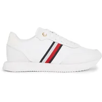 Tommy Hilfiger Essential Runner Global Stripes aus Leder, Weiß