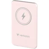 Verbatim Charge ́n ́Go Magnetic Power Bank 5000 mAh, Wireless Charger 15 W, 20 W PD per USB-C, Powerbank klein und magnetisch für iPhone 17/16/15/14/13 Pro, Samsung Galaxy S25 / S25 Plus, iPad, rosa