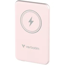 Verbatim Charge ́n ́Go Magnetic Power Bank 5000 mAh, Wireless Charger 15 W, 20 W PD per USB-C, Powerbank klein und magnetisch für iPhone 17/16/15/14/13 Pro, Samsung Galaxy S25 / S25 Plus, iPad, rosa