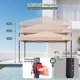 Sekey Faltpavillon 3 x 3 m inkl. 4 Sandsäcke Khaki