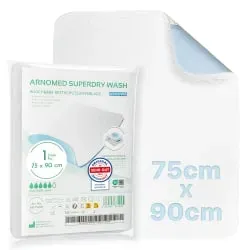 ARNOMED SUPERDRY WASH Waschbare Bettschutzunterlage, 4-lagig 631-75x90 , 1 Karton = 40 Stück, Maße: 75 x 90 cm