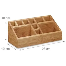 Relaxdays Schreibtisch-Organizer Braun 10 Fächer 23,0 x 10,0 x 10,0 cm