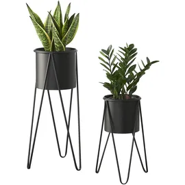 [en.casa] Hedera Pflanzenständer 2er Set Metall 60 x 30 cm Schwarz