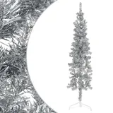 vidaXL Künstlicher Halb-Weihnachtsbaum Ständer Schlank Silbern 120 cm