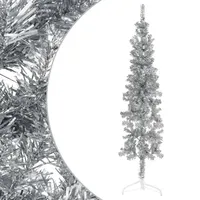 vidaXL Künstlicher Halb-Weihnachtsbaum Ständer Schlank Silbern 120 cm