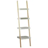 Meinposten Bücherregal Leiterregal Holzregal 4 Ablagen weiß braun Aufbewahrungsregal weiß