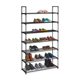 Relaxdays Schuhregal Stecksystem, 7 Ebenen, 28 Paar Schuhe, HBT: 160,5 x 90,5 x 30,5 cm, Schuhständer Metall, schwarz