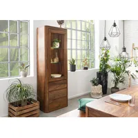 Massivmoebel24 Vitrine Sheesham 70x40x202 walnuss gewachst toronto 210