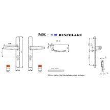 MS Beschläge Langschild Schmalrahmengarnitur 92mm Braun Drücker/Drücker 39-54mm Kernziehschutz