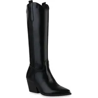 VAN HILL Damen Cowboystiefel in Schwarz
