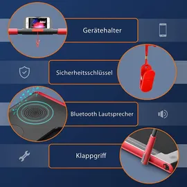 Goplus 2 in 1 Klappbares Laufband, kompaktes Laufmaschine mit 1-12 KM/H Geschwindigkeit, mit Fernbedienung oder App, Led-anzeige & Bluetooth für Büro & Zuhause, bis 120 kg belastbar