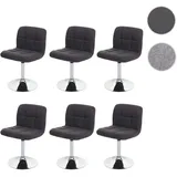 6er-Set Esszimmerstuhl Kavala, Küchenstuhl Stuhl, Stoff/Textil Chrom drehbar MVG-zertifiziert ~ dunkelgrau