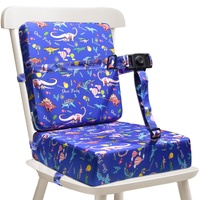 Sitzerhöhung Stuhl Kind, Kinder Sitzerhöhung für Stühle, 2 Stücke Sitzkissen mit Sicherheits Schnalle fur Kinder Esstisch Baby Sitzhilfe, Waschbar Tragbare Stuhl Sitzerhöhung Boostersitze (Blau Dino)