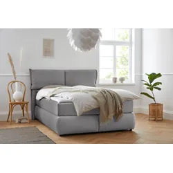 Boxspringbett ANDAS "Jenson", grau, B:168cm L:225cm, Struktur weich (85% Polyester/15% Nylon), Komplettbetten, Boxspringbett, in 4 Farben, 4 Breiten, 3 Matratzenarten in 2 Härtegraden, Topper
