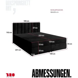 bromarkt Denver 180 x 200 cm H3 Schwarz