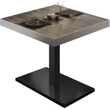 GGM Möbel BM | Bistrotisch | B:T:H 80 x 80 x 77 cm | Light Wenge / Schwarz | Quadratisch | Edelstahl Rand