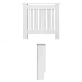 ECD Germany Heizkörperverkleidung Landhausstil 78x19x82 cm Weiß MDF lackiert