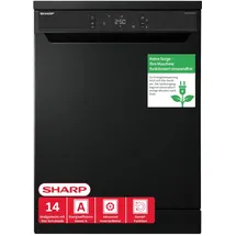 Sharp QW-NA3YF42AM-DE Geschirrspüler (freistehend, 600 mm breit, Schwarz)
