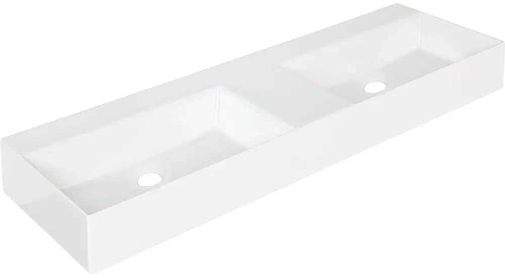 Doppelwaschtisch Elayla 1420x125x450 mm ohne Hahnloch Keramik weiß Evenes