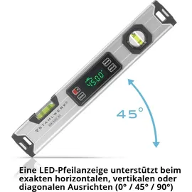 STAHLWERK Digitale Wasserwaage DW-400 ST Silberfarben 40 cm