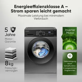 Bomann WA 7188 Waschmaschine (8 kg, 1400 U/min) Titanschwarz