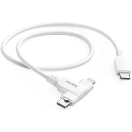 Hama 2-in-1, USB-C - Lightning/USB-C, 1,5m Ladekabel Weiß