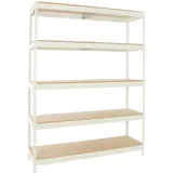 Proregal Schwerlastregal Wood Beast Five HxBxT 250x150x45cm | Fachlast 600kg | Weiß