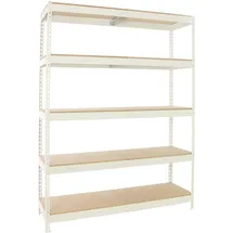 Proregal Schwerlastregal Wood Beast Five HxBxT 250x150x45cm | Fachlast 600kg | Weiß