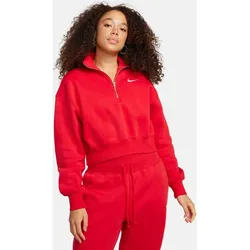 NIKE Damen Sweatshirt W NSW PHNX FLC QZ CROP, UNIVERSITY RED/SAIL, XL