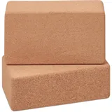 Relaxdays Yogablock, 2er Set, Hellbraun