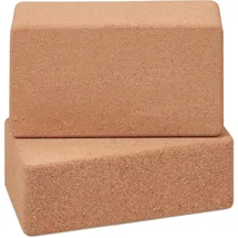 Relaxdays Yogablock, 2er Set, Hellbraun