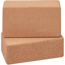 Relaxdays Yogablock, 2er Set, Hellbraun