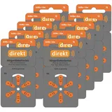 DIREKT Hörgerätebatterien Typ 13 Orange - Zink-Luft Batterien für Hörgeräte - PR48 P13 ZL2-1,45 V - Made in Germany - 60 Stück im Sparpack