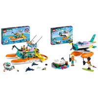LEGO 41734 Friends Seerettungsboot Set, Tierrettungs-Spielzeug & 41752 Friends Seerettungsflugzeug, Flugzeug-Spielzeug mit Wal-Figur und Mini-Puppen