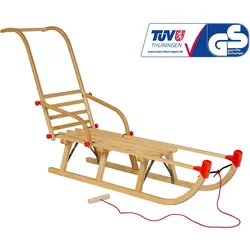 Holzschlitten AD324 110 CM + AD310 Rückenlehne und Schiebestange + AD300 Schnur braun NO SIZE
