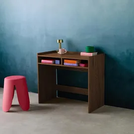 sweeek - Schreibtisch Holzdekor mit 2 Ablagen - Nussbaumfarben