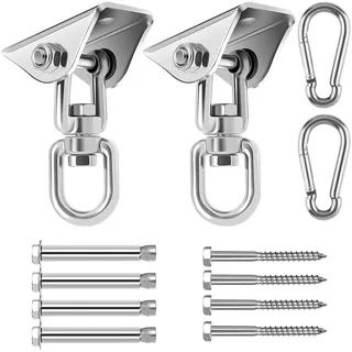 Awroutdoor 450KG Kapazität Edelstahl 360° Drehen Deckenhaken Schaukel, Schaukelhaken, aufhängung Haken mit Schraube für Beton Holz Sets Spielplatz Veranda Sitz Trapeze Yoga 2-teiliges Set