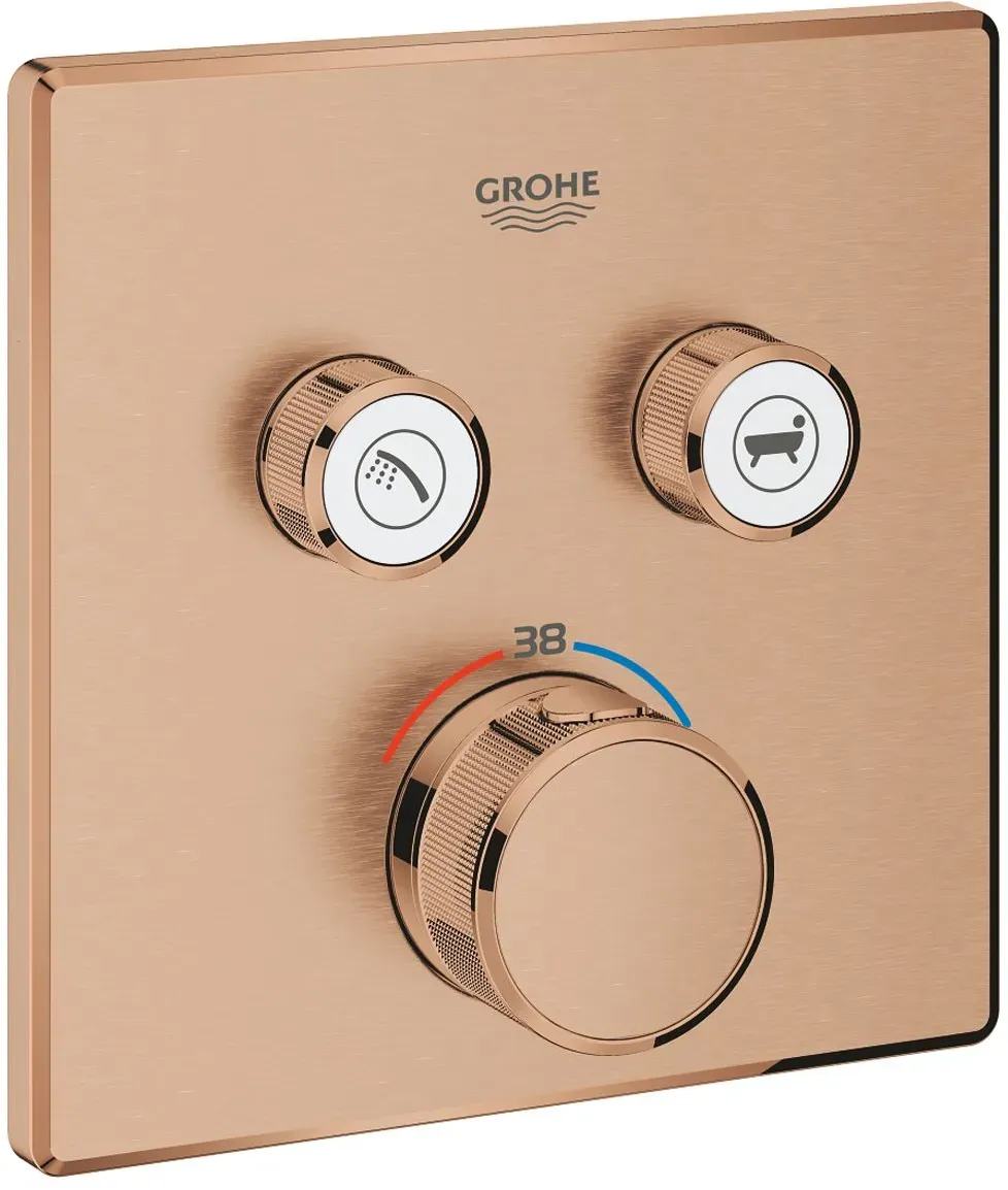 GROHE Grohtherm SmartControl Thermostat Fertigmontageset mit 2 Absperrventilen, eckige Ausführung