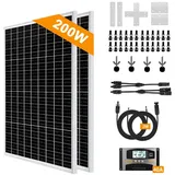 200W Solarpanel Monokristallin Solarmodul Solar Set für Wohnwagen Camping Balkon