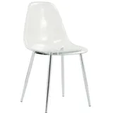 OKWISH Standard-Esszimmerstühle 4er-Set aus Kunststoff und Metall, transparent/silberfarben, 44x36x83 cm, mit rutschfesten Füßen
