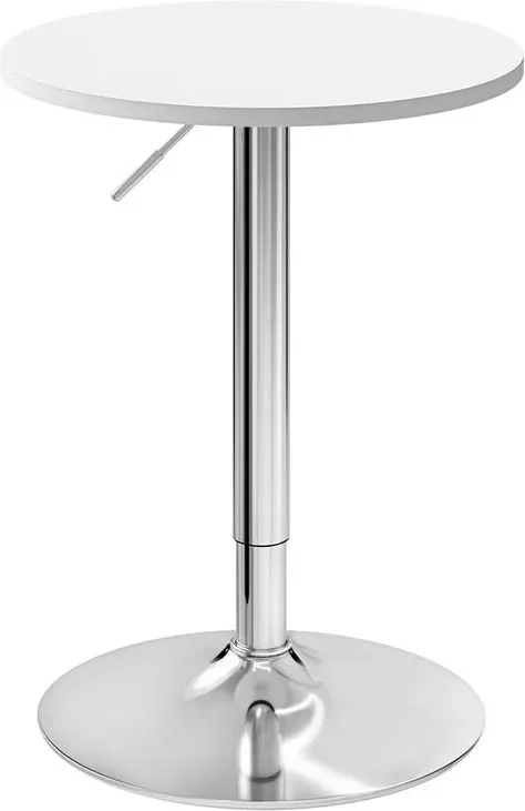 WOLTU Höhenverstellbarer Bartisch, 70-91 cm, Multifunktionaler Partytisch für Wohnzimmer, Küche, Balkon, Bistrotisch aus MDF Metall, Weiß, 52x52x91 cm