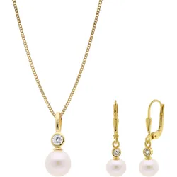 trendor 68529 Damen Schmuck-Set Geschenkset Kette & Ohrringe mit Perlen